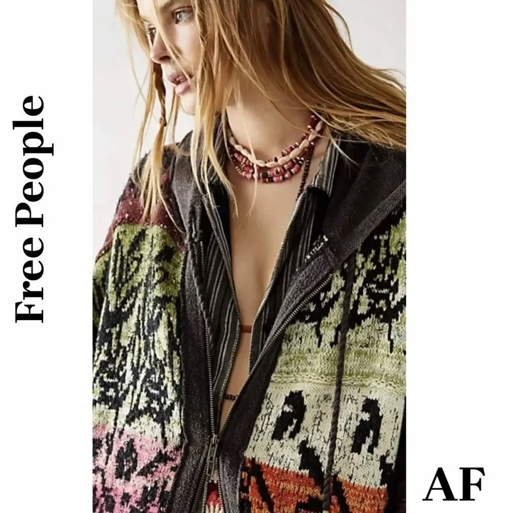 Free People Golden Hour Hoodie Cardi in Multi Color Size S/P New